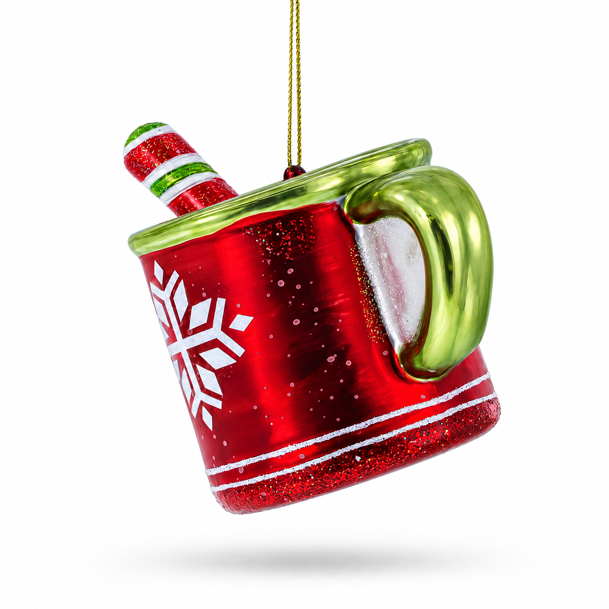Cup with Candy Cane Drink Glass Christmas Ornament