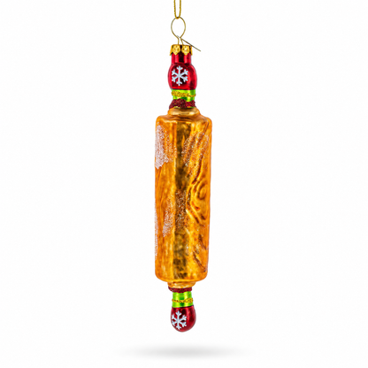 Kitchen Rolling Pin Glass Christmas Ornament
