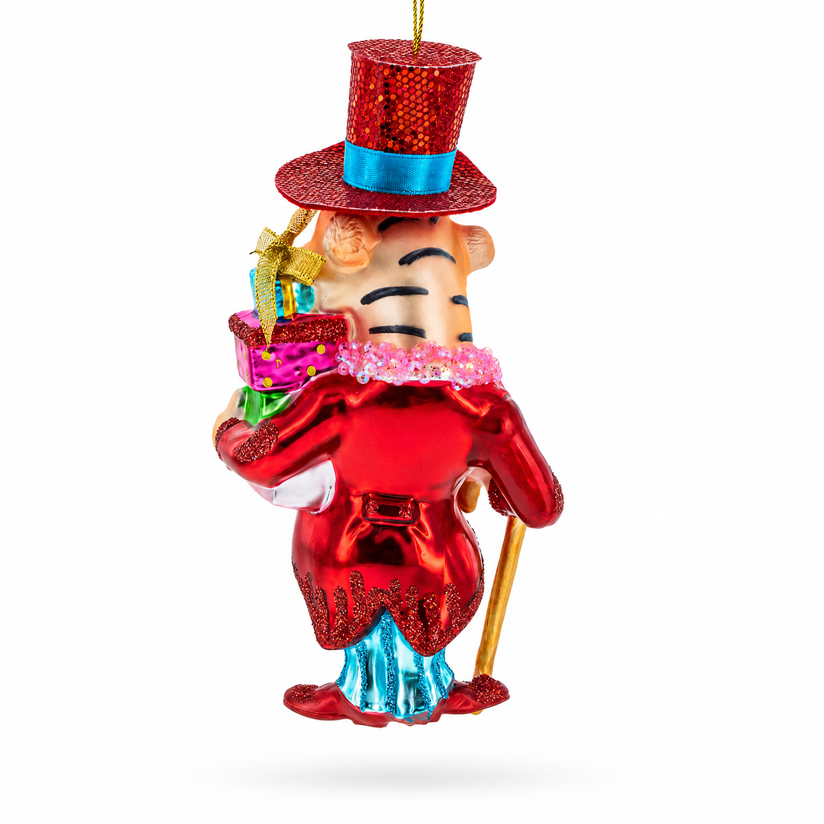 Dapper Tiger Gentleman Glass Christmas Ornament