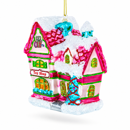 Whimsical Toy Shop Glass Christmas Ornament
