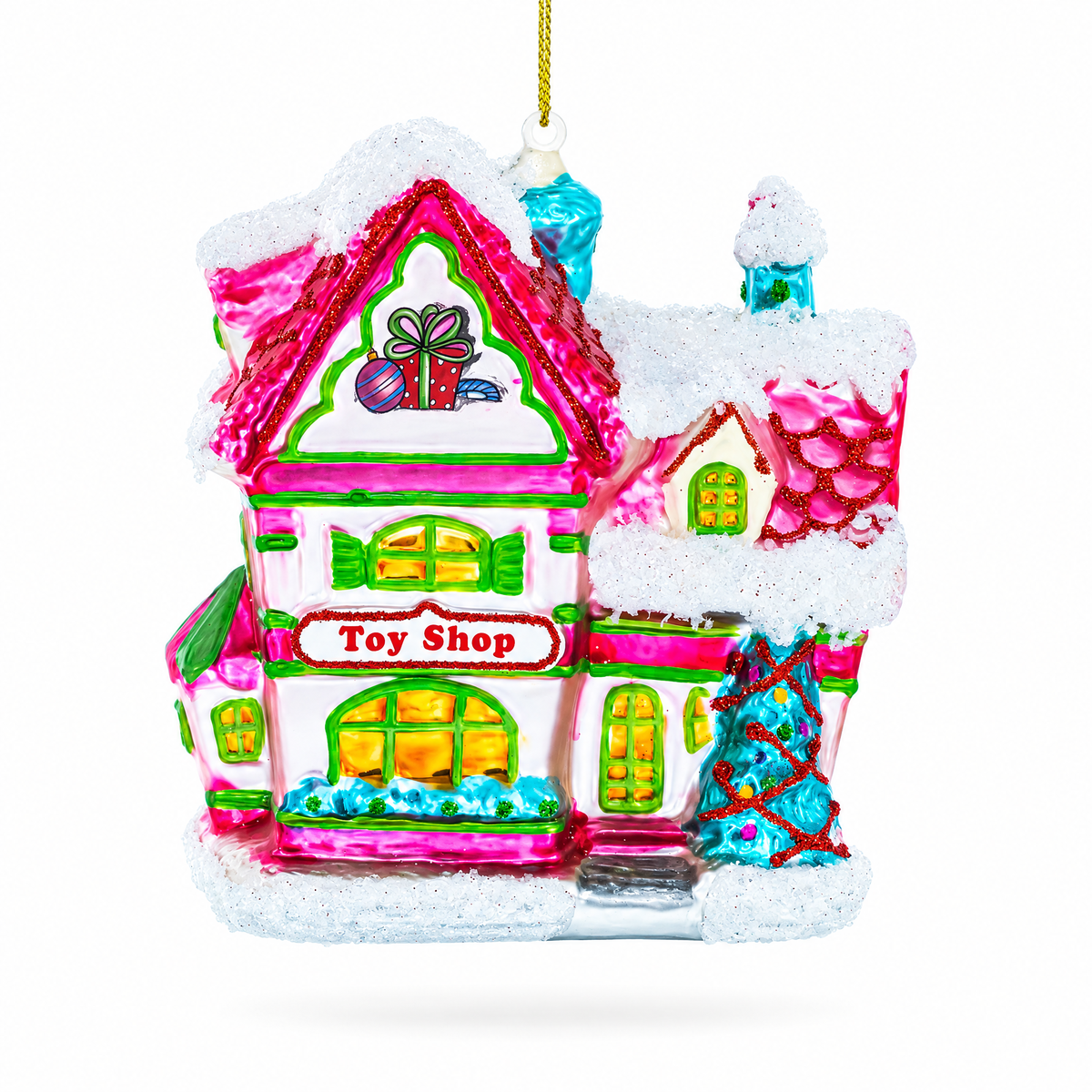 Whimsical Toy Shop Glass Christmas Ornament