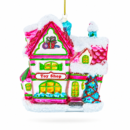 Whimsical Toy Shop Glass Christmas Ornament