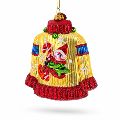 Festive Holiday Sweater Glass Christmas Ornament