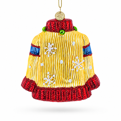 Festive Holiday Sweater Glass Christmas Ornament