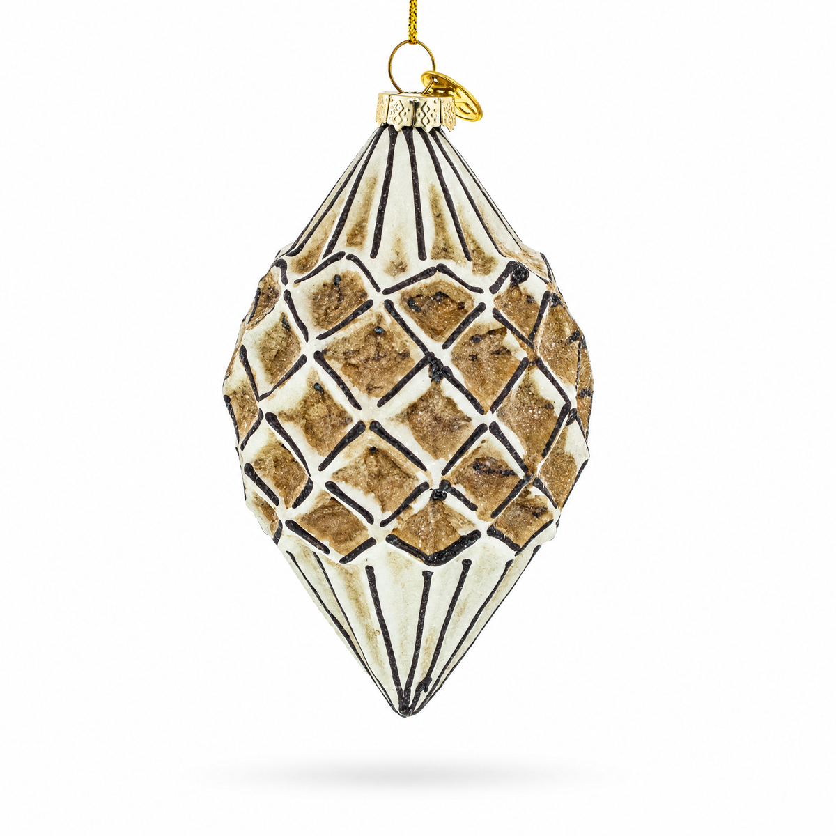 Geometric Vintage-Style Rhombus Finial Glass Christmas Ornament