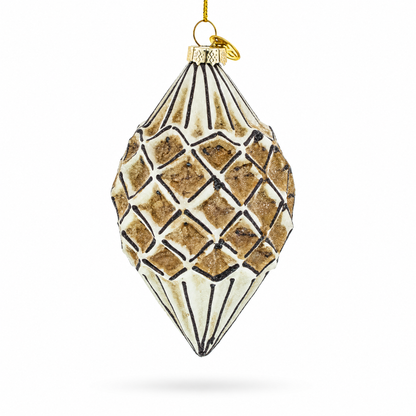 Geometric Vintage-Style Rhombus Finial Glass Christmas Ornament