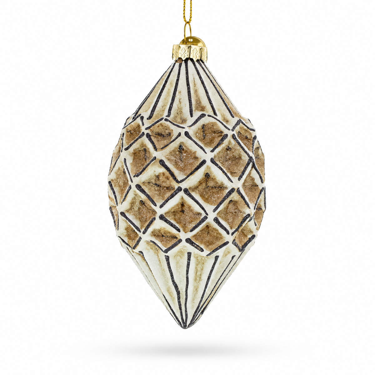 Geometric Vintage-Style Rhombus Finial Glass Christmas Ornament