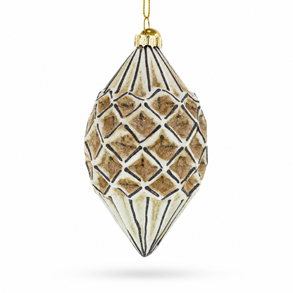 Geometric Vintage-Style Rhombus Finial Glass Christmas Ornament