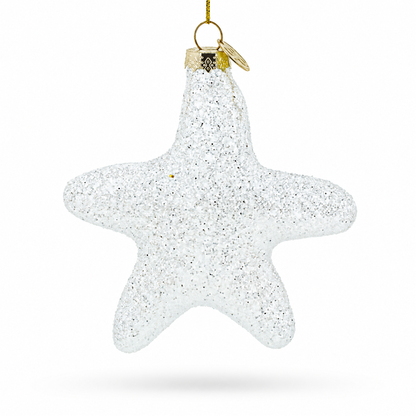 Radiant White Star "Love" Glass Christmas Ornament