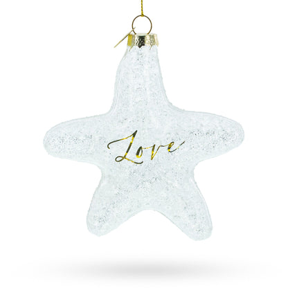 Radiant White Star "Love" Glass Christmas Ornament