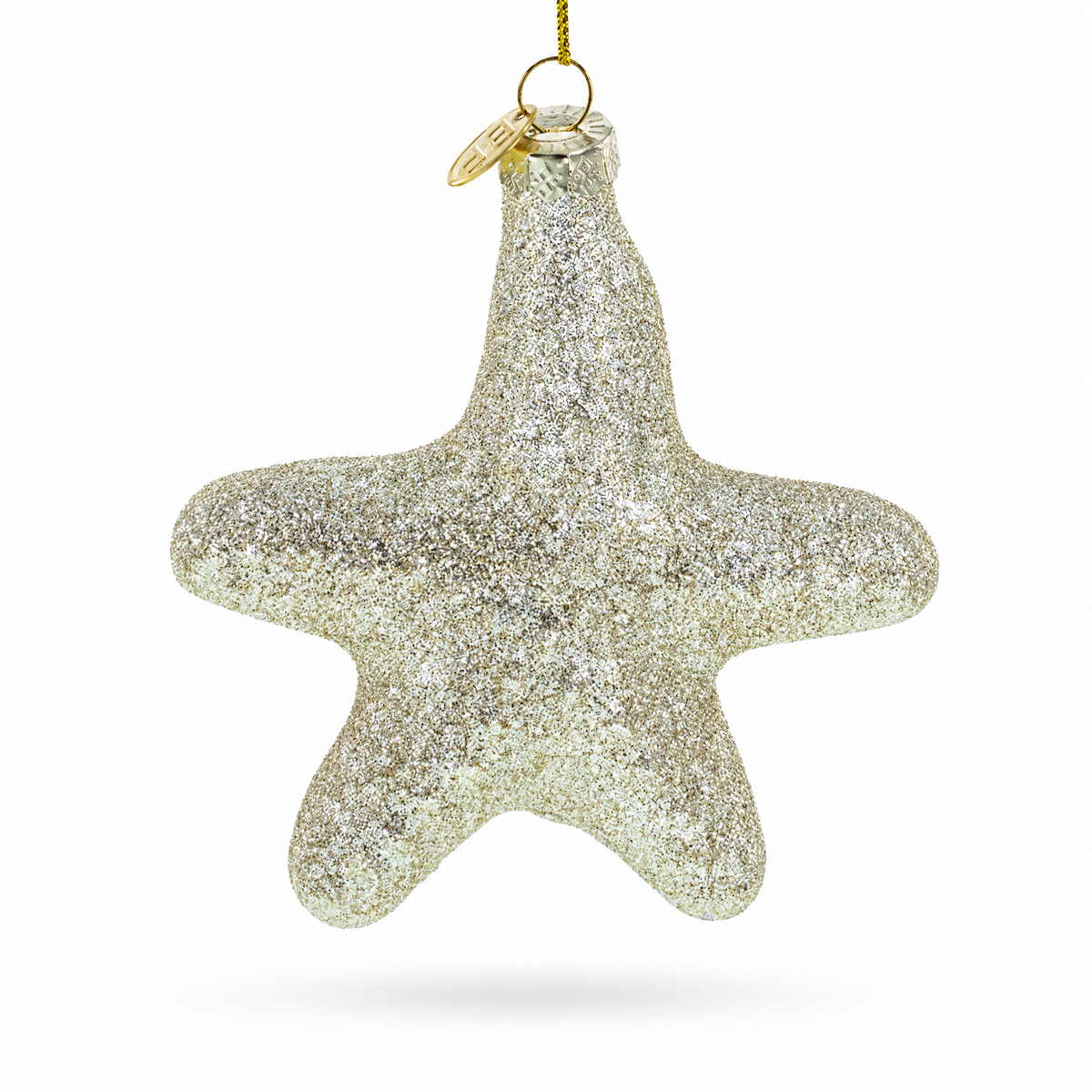 Golden Gleaming Star "Joy" Glass Christmas Ornament