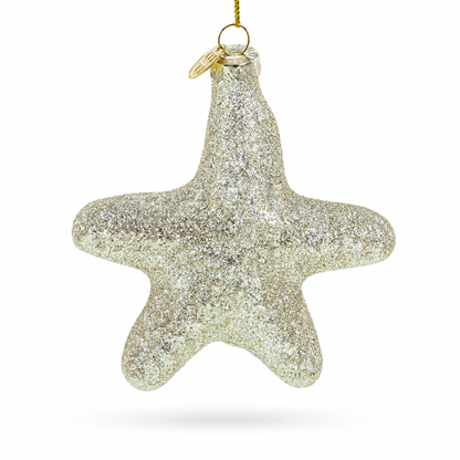 Golden Gleaming Star "Joy" Glass Christmas Ornament