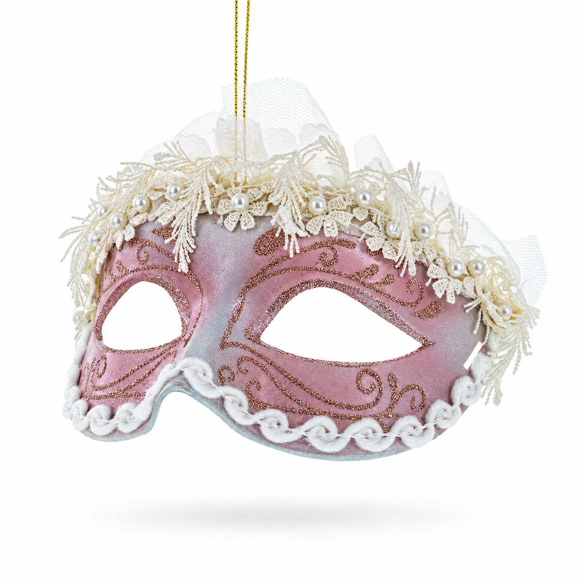 Whimsical Carnival Mask Glass Christmas Ornament