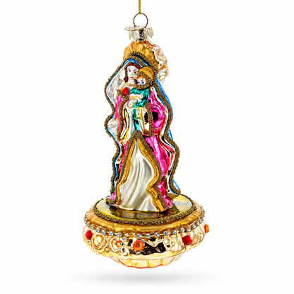 Reverent Virgin Mary with Baby Jesus Glass Christmas Ornament