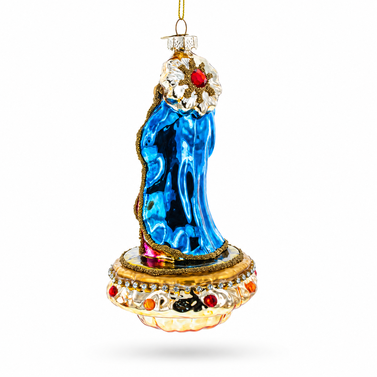 Reverent Virgin Mary with Baby Jesus Glass Christmas Ornament