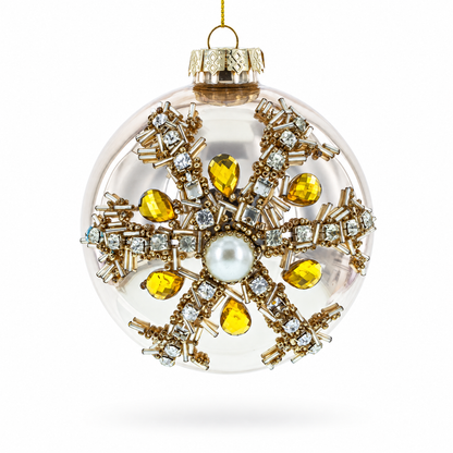 Dazzling Jeweled Star Glass Ball Christmas Ornament