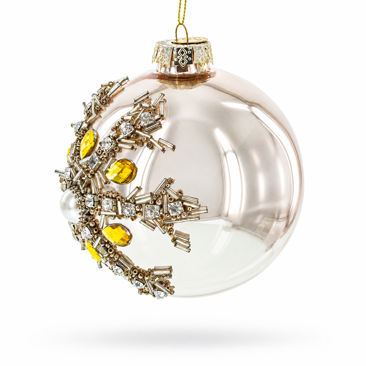 Dazzling Jeweled Star Glass Ball Christmas Ornament