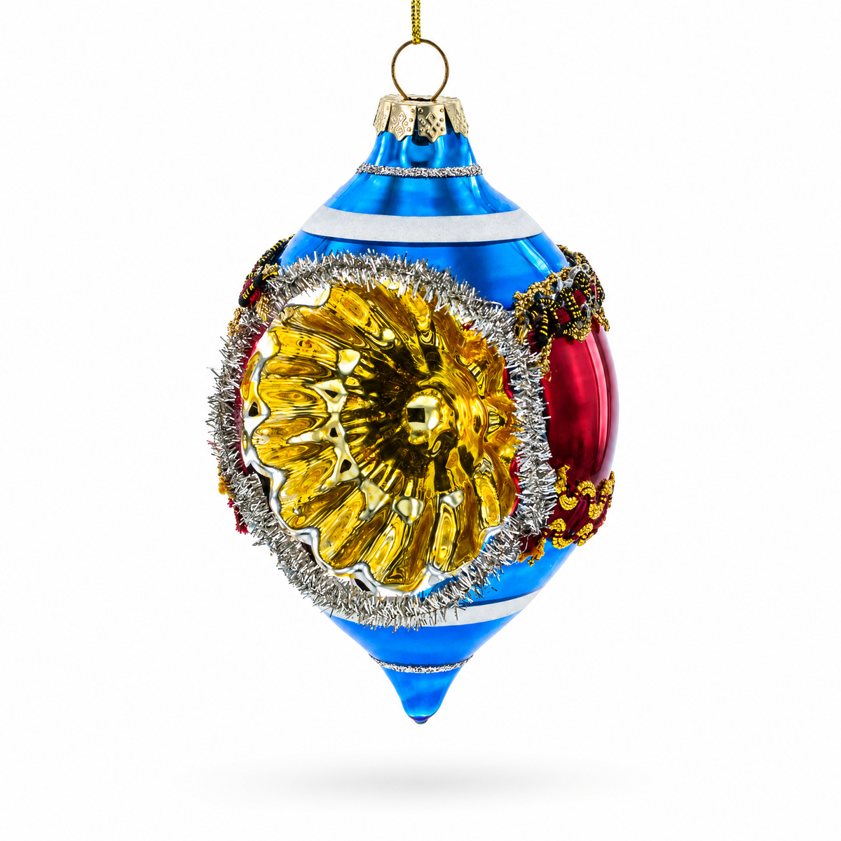 Retro Reflection Blue Retro-Inspired Glass Christmas Ornament
