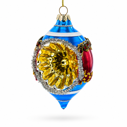 Retro Reflection Blue Retro-Inspired Glass Christmas Ornament