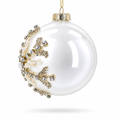 Silver Glitter Snowflake Glass Ball Christmas Ornament
