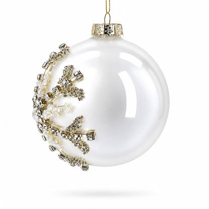 Silver Glitter Snowflake Glass Ball Christmas Ornament