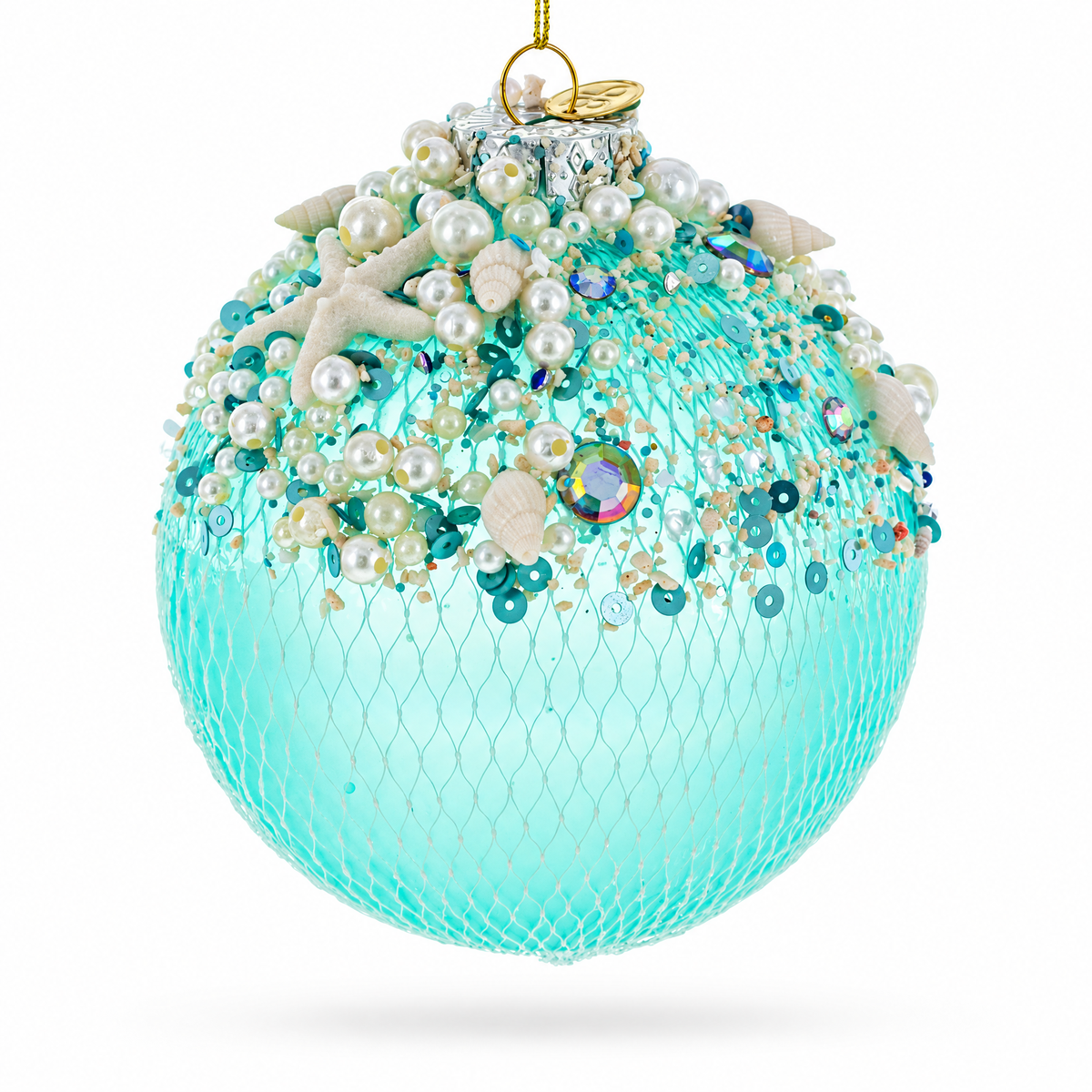 Nautical-Themed Glass Christmas Ornament