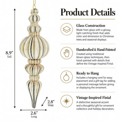 Vintage-Inspired Finial Glass Christmas Ornament