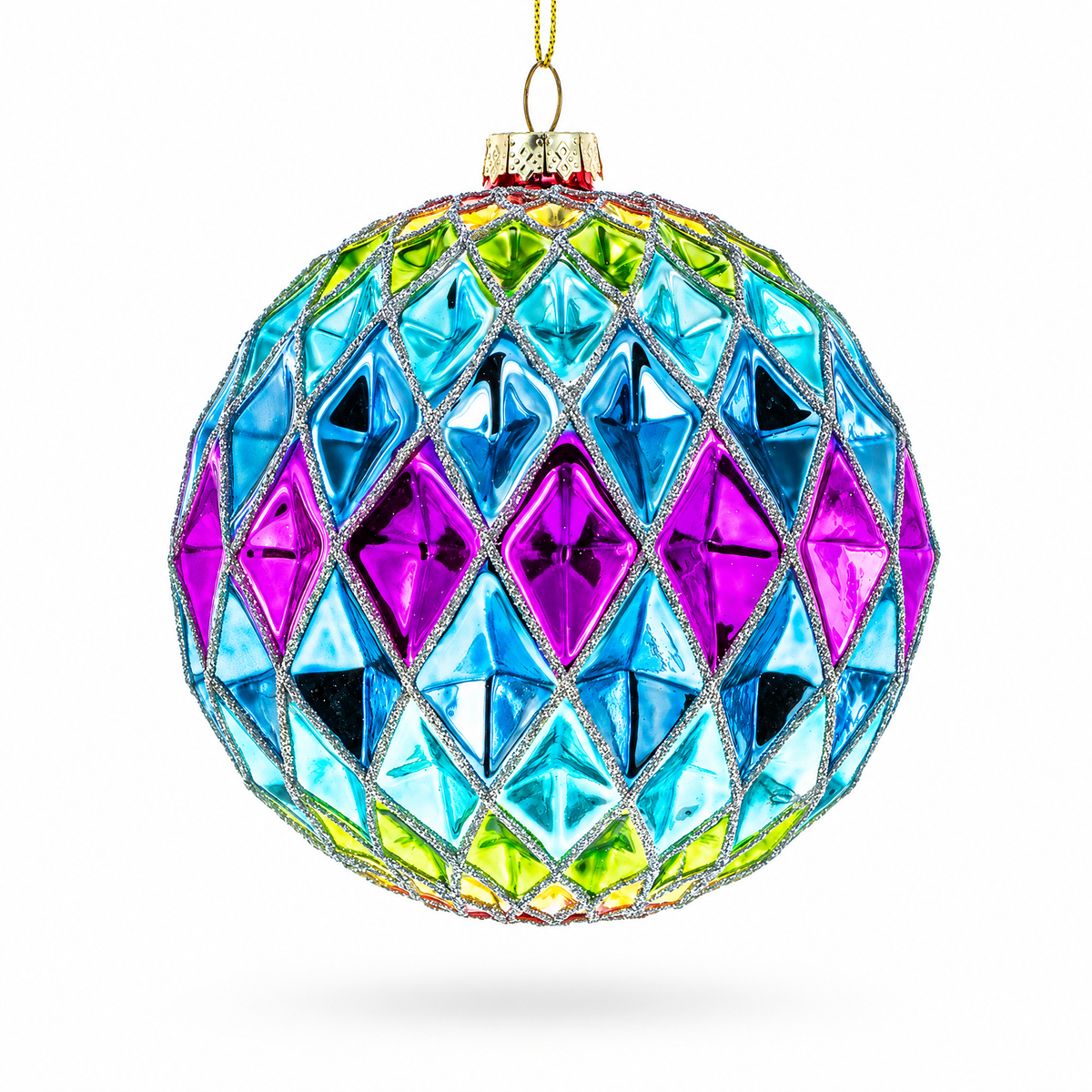 Vibrantly Colored Radiant Glass Christmas Ornament