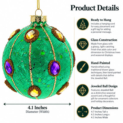 Jeweled Ball Glass Christmas Ornament