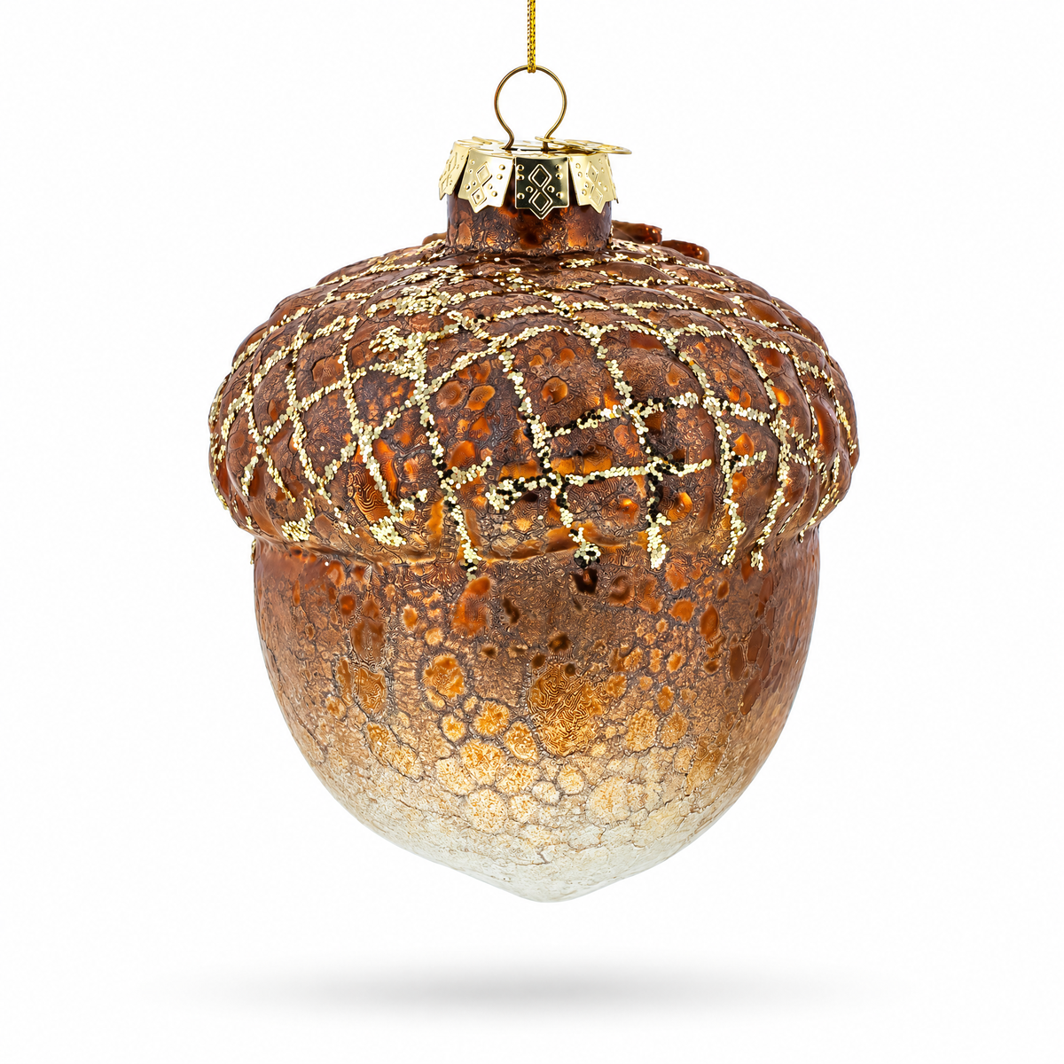 Acorn Rustic Glass Christmas Ornament