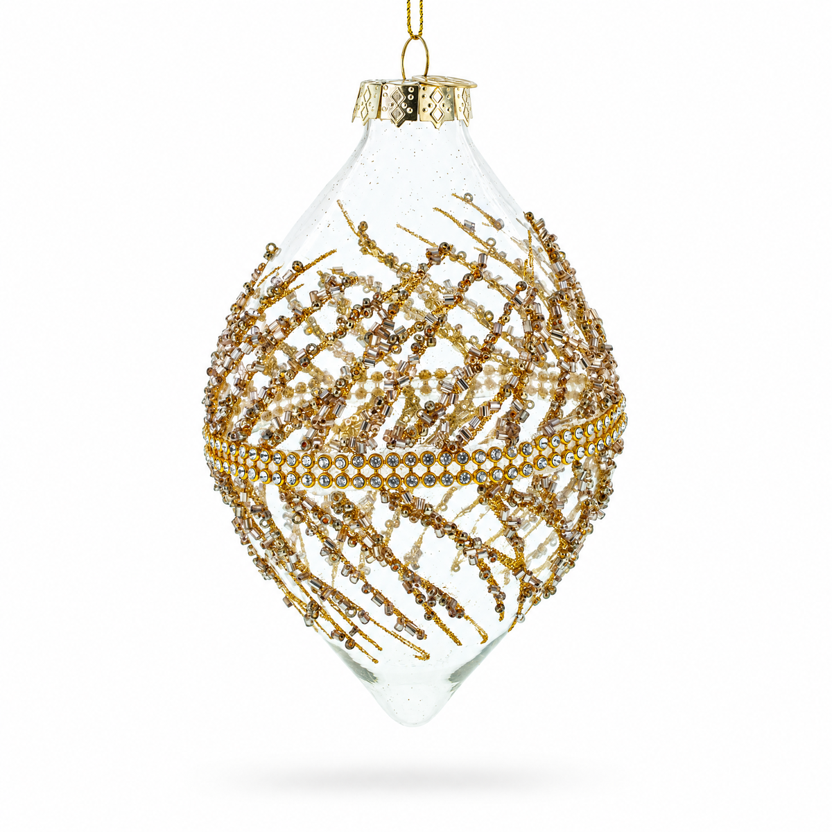 Golden Glitters on Clear Glass Radiant Glass Christmas Ornament