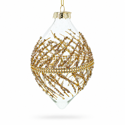 Golden Glitters on Clear Glass Radiant Glass Christmas Ornament