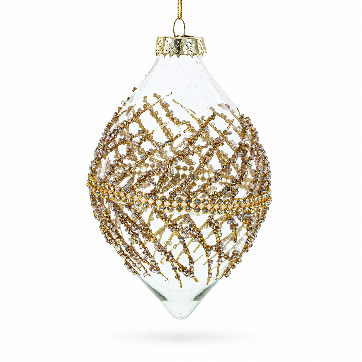 Golden Glitters on Clear Glass Radiant Glass Christmas Ornament