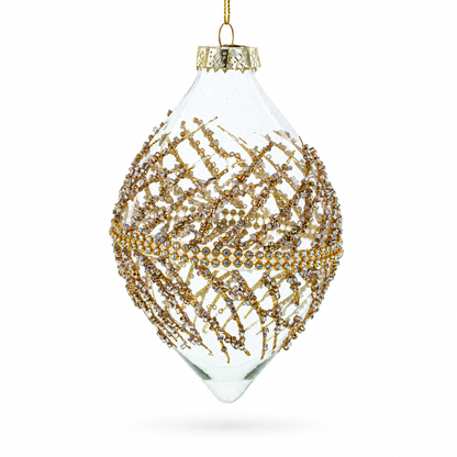 Golden Glitters on Clear Glass Radiant Glass Christmas Ornament