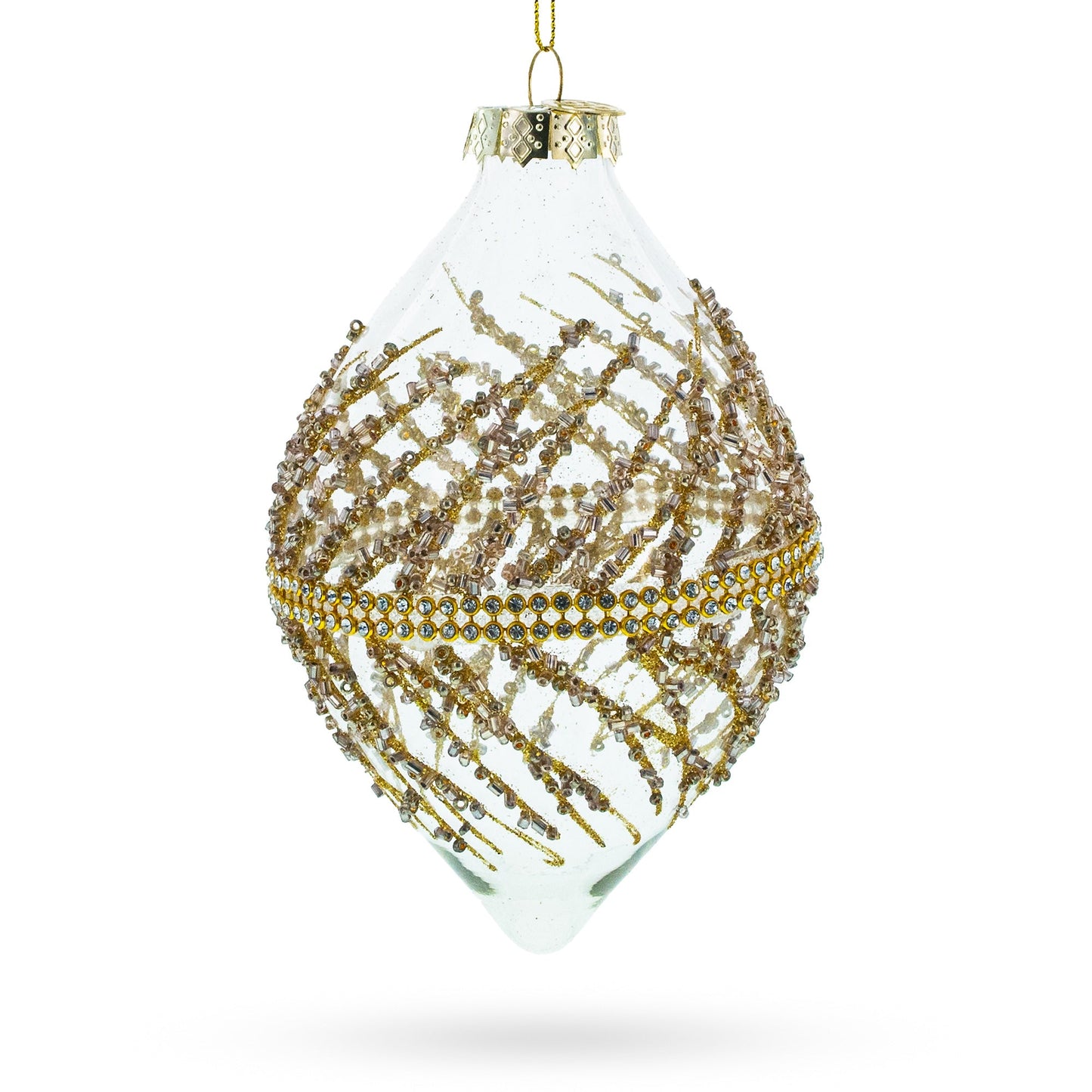 Golden Glitters on Clear Glass Radiant Glass Christmas Ornament