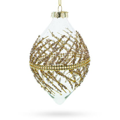 Golden Glitters on Clear Glass Radiant Glass Christmas Ornament