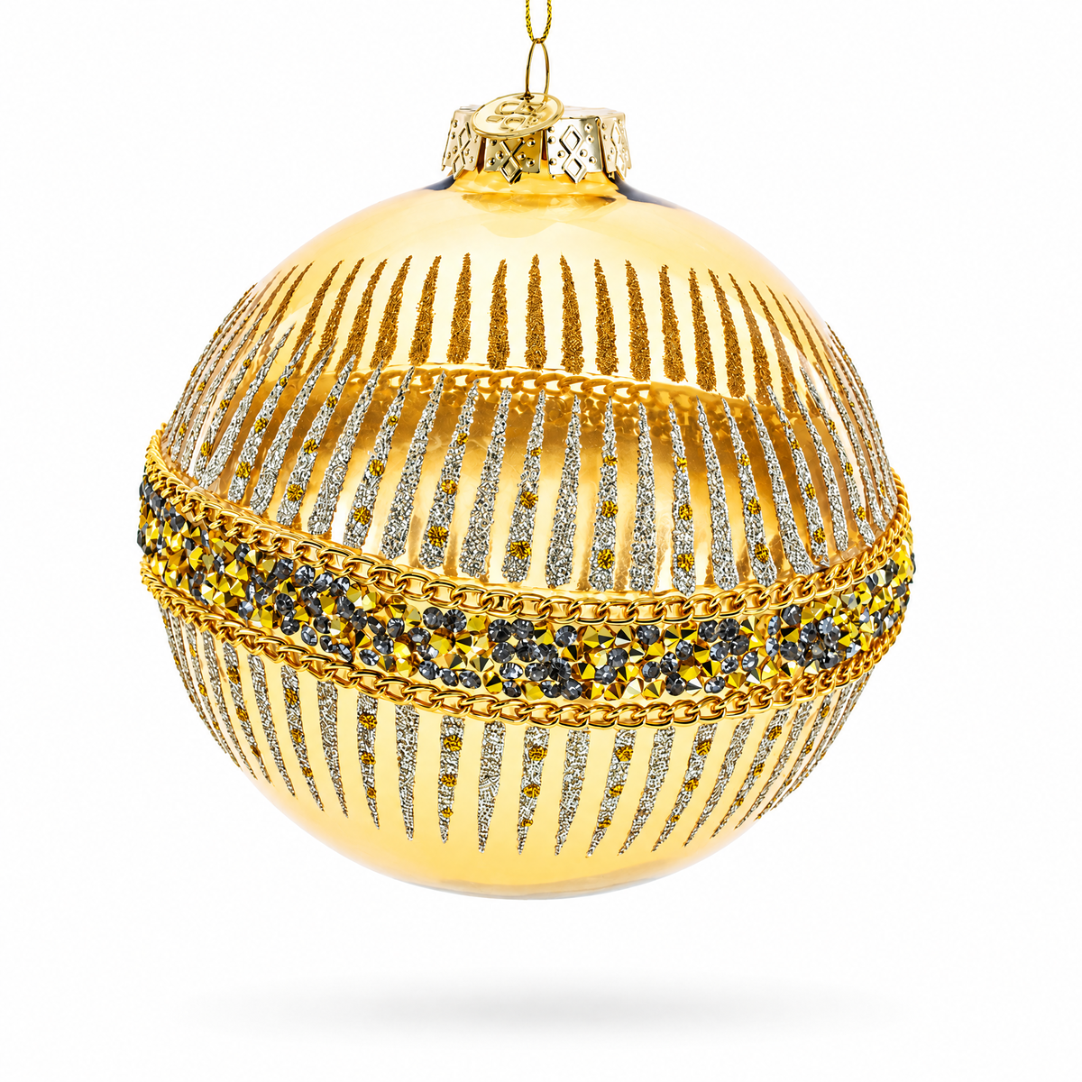 Glittering Gold Glass Christmas Ornament