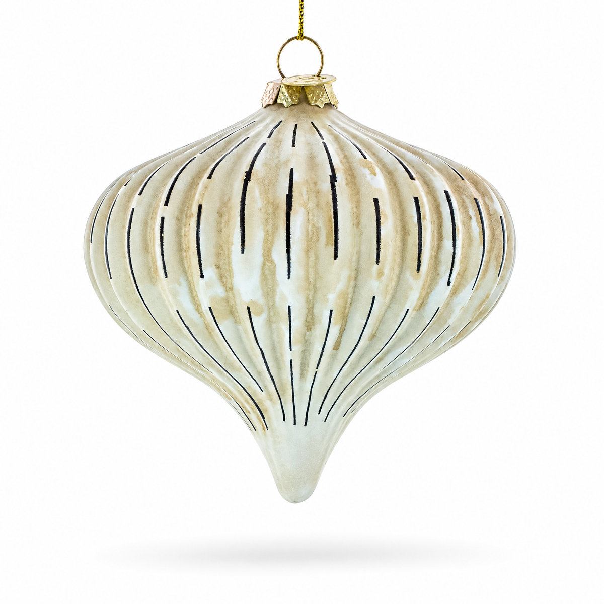 Ribbed Antique-Style Onion Finial -Glass Christmas Ornament