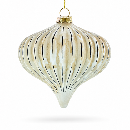 Ribbed Antique-Style Onion Finial -Glass Christmas Ornament