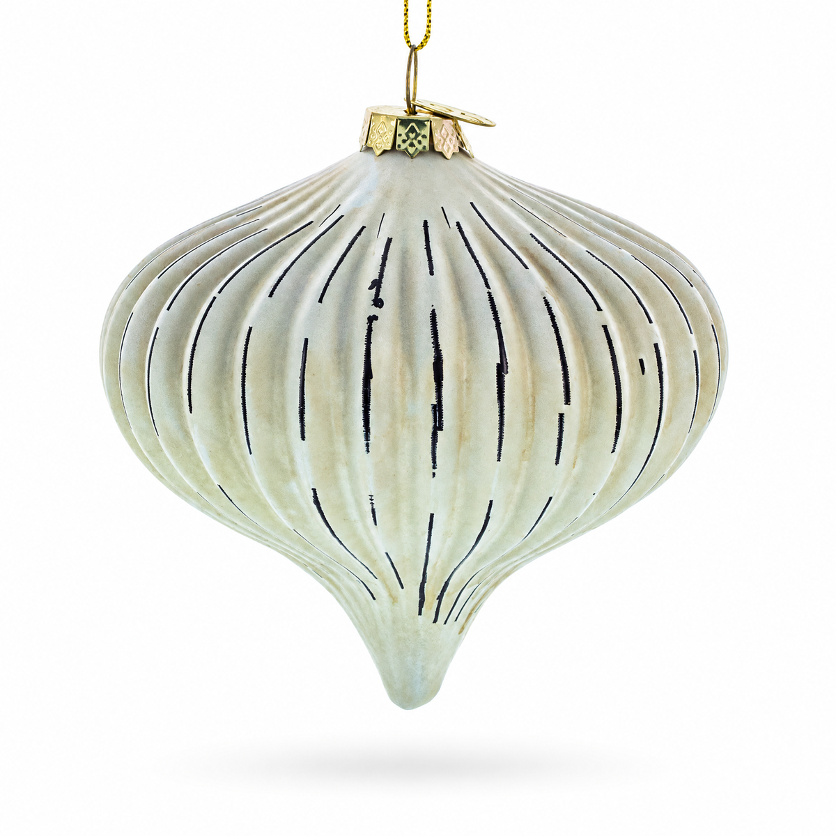 Ribbed Antique-Style Onion Finial -Glass Christmas Ornament