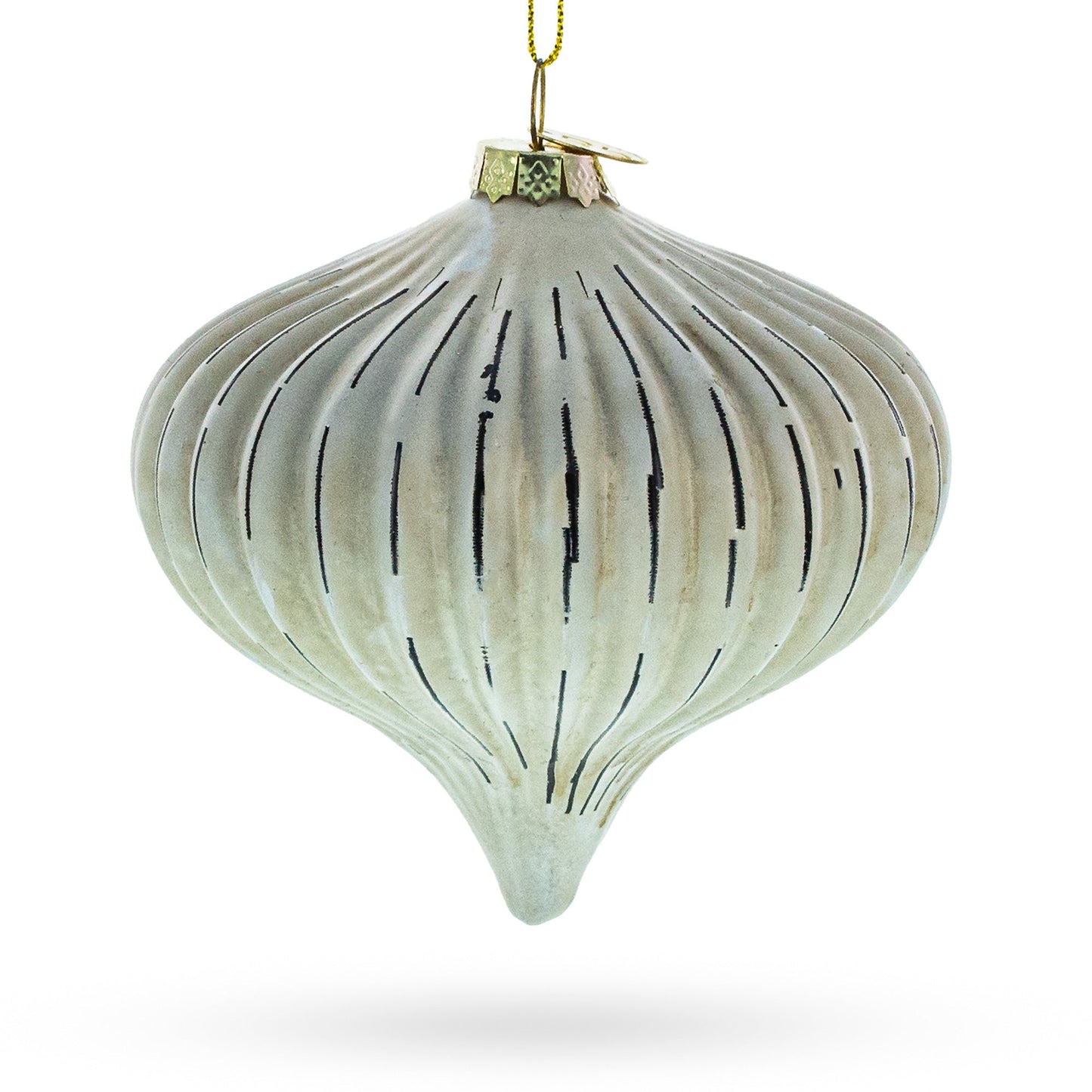 Ribbed Antique-Style Onion Finial -Glass Christmas Ornament