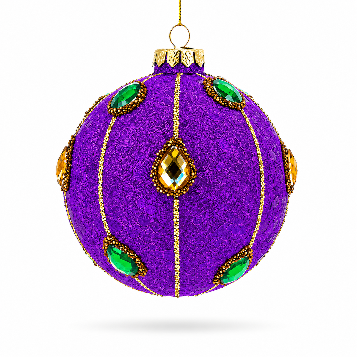 Jeweled-Accent Purple Ball Glass Ball Christmas Ornament