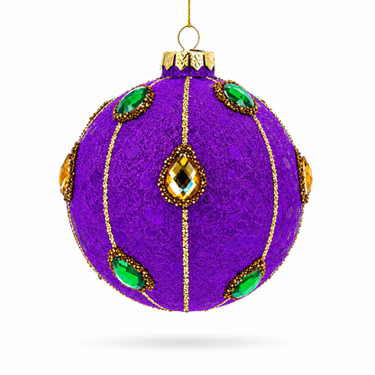 Jeweled-Accent Purple Ball Glass Ball Christmas Ornament