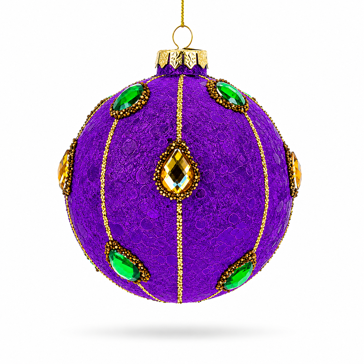 Jeweled-Accent Purple Ball Glass Ball Christmas Ornament