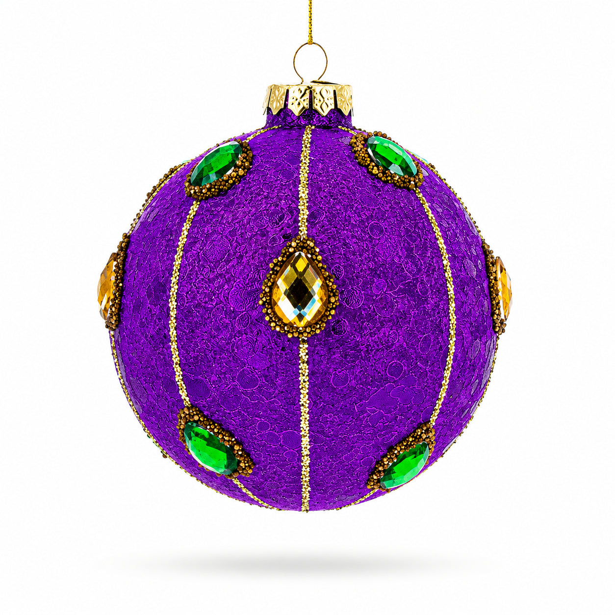 Jeweled-Accent Purple Ball Glass Ball Christmas Ornament