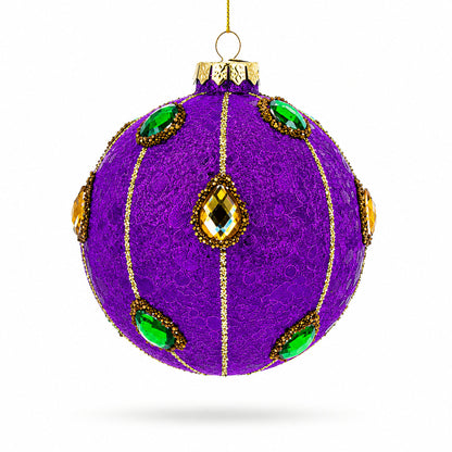 Jeweled-Accent Purple Ball Glass Ball Christmas Ornament