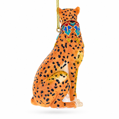 Regal Cheetah Glass Christmas Ornament