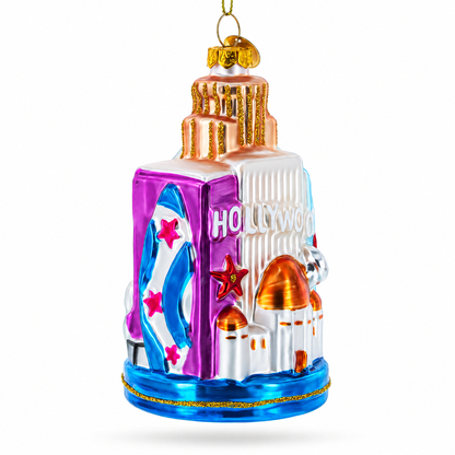 Landmarks of Los Angeles, California Glass Christmas Ornament
