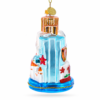 Landmarks of Los Angeles, California Glass Christmas Ornament