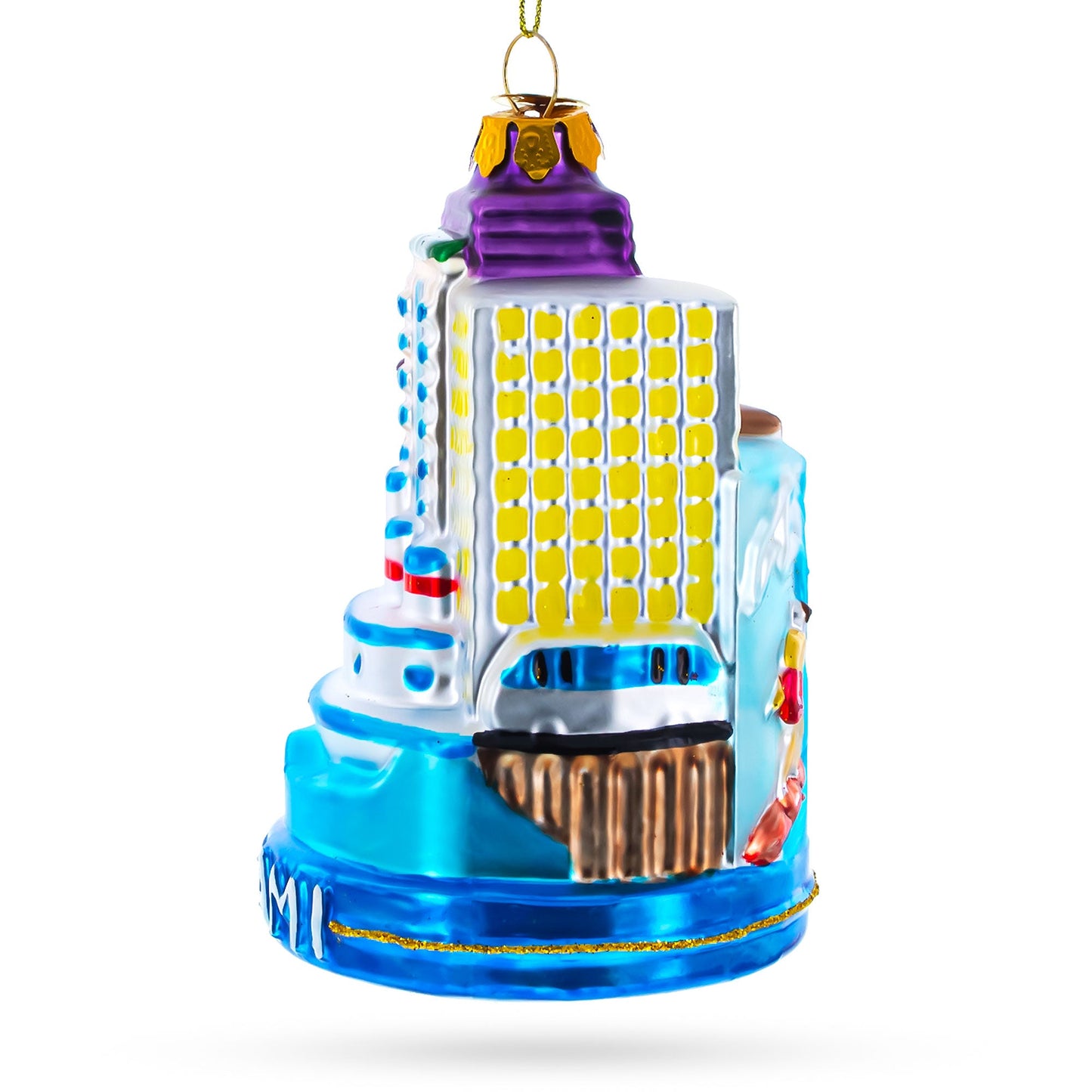 Landmarks of Miami, Florida Glass Christmas Ornament